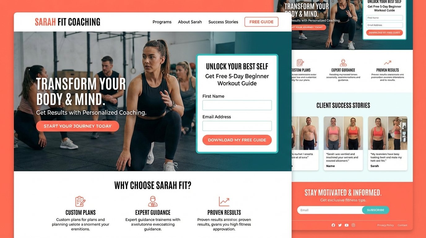 Sarah Fit Coaching Lead Magnet Homepage preview